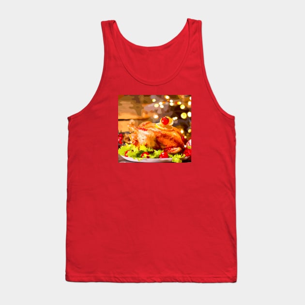 Thanksgiving Turkey Dinner Tank Top by Glenn Landas Digital Art